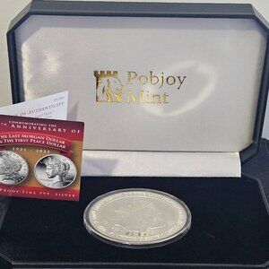 RARE 1921-2021 MORGAN-PEACE SILVER DOLLAR 100th ANNIV (5 oz) Proof - Box & COA